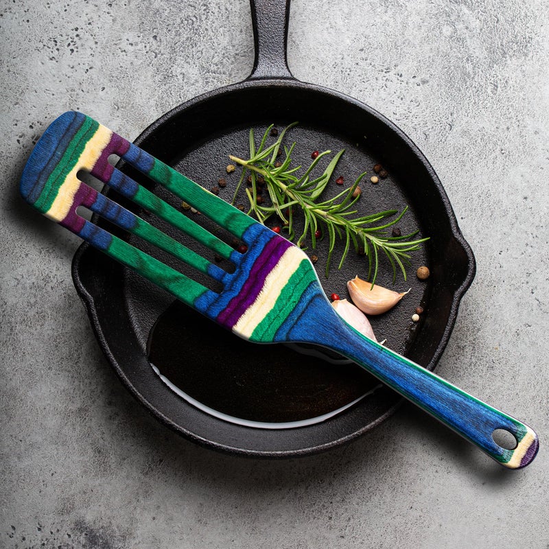 Totally Bamboo Baltique Mumbai Collection 13"" Wooden Spurtle Spatula - Colorful Birch Wood Cooking Utensil, Nonstick Safe, Versatile Stirring & Serving Tool - Image 2